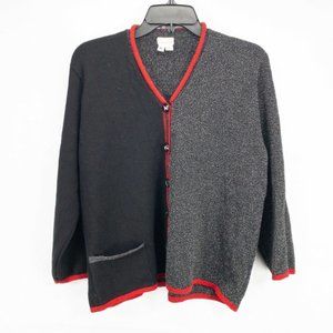 Over The Top Highland Park Womens Sweater Black Gray Extra Large Cardigan VTG